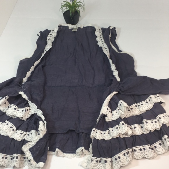 🔥💥TRINITY🔥💥BOHO BLOUSE TOP WITH RIBBON RUFFLES - Picture 7 of 13